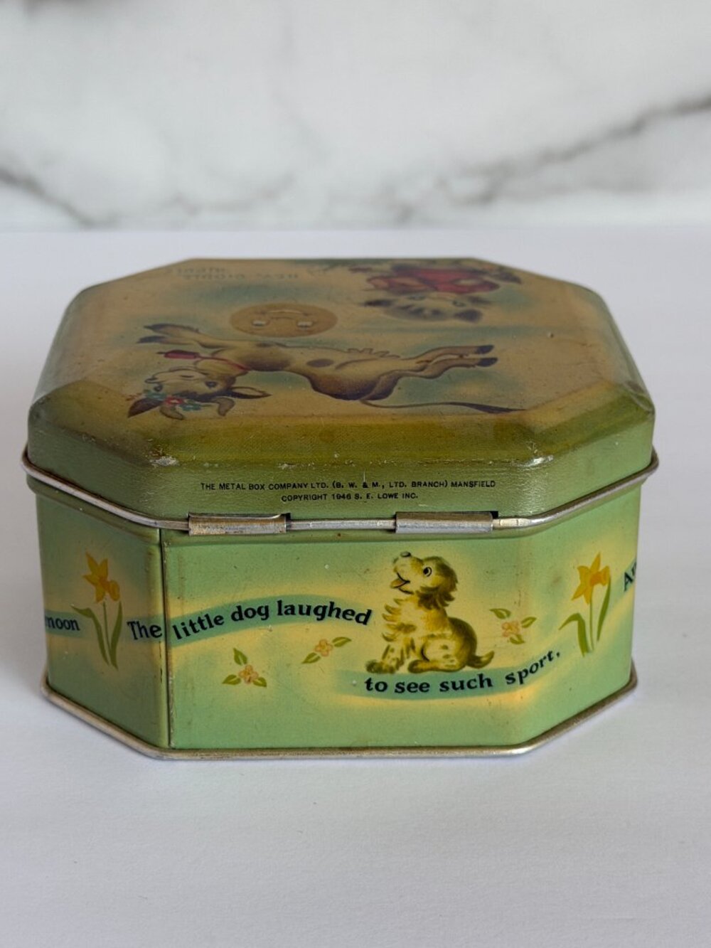 1945 Vintage Tin Box Nursery Rhyme Hey Diddle Diddle The Metal Box Co - Picture 4 of 10